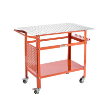 VEVOR Welding Table, 40" x 24" Welding Workbench Table with 800LBS Static Weight Capacity, Movable Steel Work Bench with 4 Wheels (2 with Brake), Dou