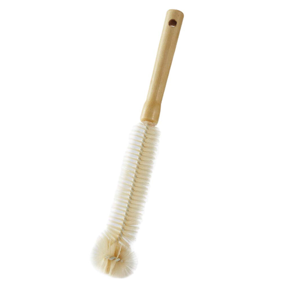 LShaped Baby Bottle Brush with Ergonomic Wood Handle and Scratch Nylon Bristles for Deep Cleaning