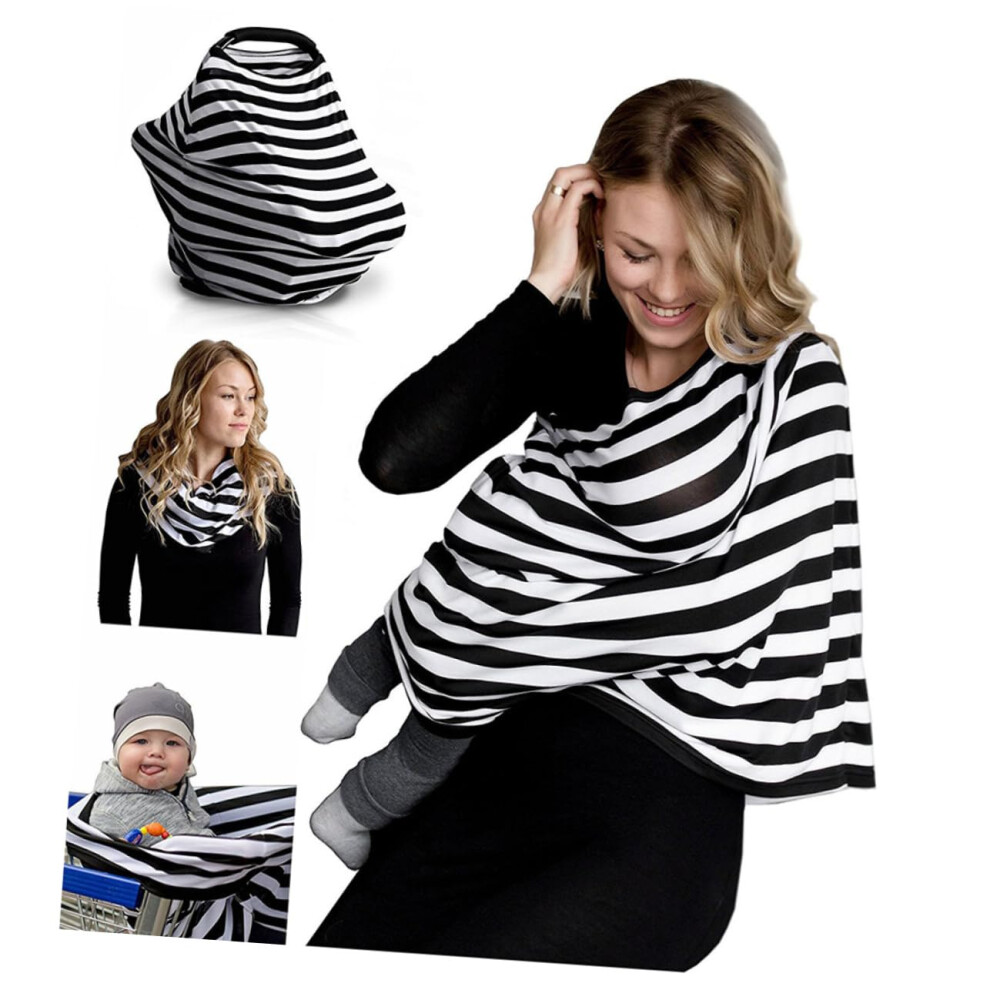 Nursing Cover Scarf with Stretchy Multiuse Design, Discreet Breastfeeding Shawl for Moms, Soft Cotton