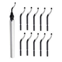 Deburring Tool Set, Metal Handle Hand with 10 BS1010 High Speed Steel Blades, 360 Rotating Rotatable Pen Reamer Burr Remover tool Great for Metal, R