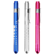 Pen Torch Penlight, LED Pen lights Mini Clip on Torch Pupil Gauge Family Emergency Diagnostic Flashlight for Nurses Doctors Daily Use (Pink Blue Silv