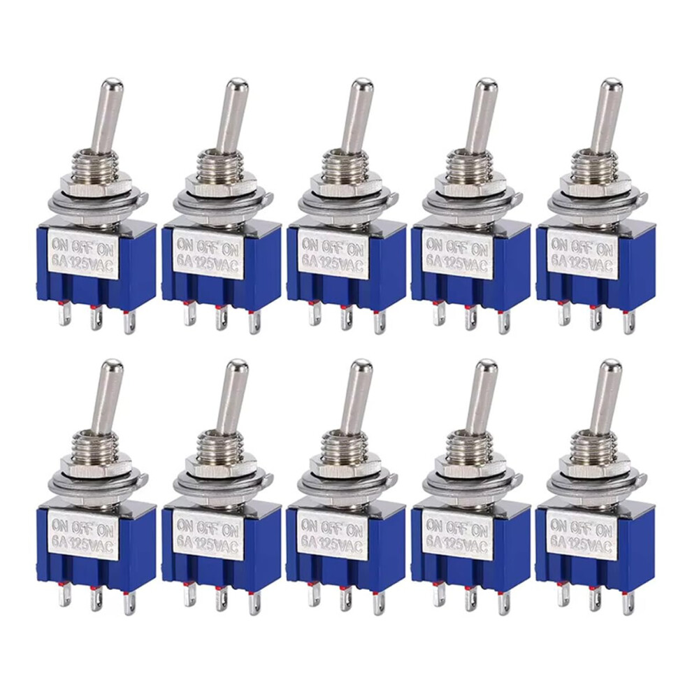 Hailege 10Pcs Mts-103 Spdt Toggle Switch On/Off/On 3 Pins 3 Position Ac 125V/6A Mts103 Spdt Toggle Switch 40462035