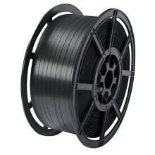 1 Coil Of Strong 12mm Wide Black Plastic Hand Pallet Strapping Banding 1000 Metres Per Coil 310kg Brake/Strength - Polypropylene Polyprop Strap