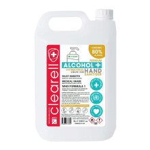 Clearell 5 Litres 80% ALCOHOL WHO Approved Formula 99.9% Antibacterial Moisturising Hand Sanitiser Liquid Rub - 5L - Certified Surgical/Medical Grade