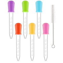 5ml Silicone Pipettes Dropper, Plastic Liquid Transfer Dispenser Pipettes with Clean Brush for Candy Gummy Molds, Pet, Plant