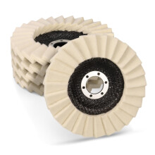 Shineboc 5 PCS Upgraded Wool Polishing Wheel Type 27 Flap Disc, 5 inch x 7/8" Very Fine Felt Polishing Pads Wool Buffing Wheels Angle Grinder Attachm