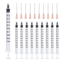 Pack of 10pcs x 1 ml syringe and 10 x cannula syringe set with blunt needles, various sizes: 1 ml, 3 ml, 5 ml, 10 ml, 20 ml, 30 ml, 60 ml, for hobby