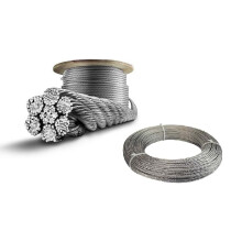 Wire rope cable stainless steel A4 316 marine grade 7x7 1mm 2mm 3mm 4mm (1, 250m, 3mm)