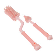 2pcs Soft Silicone Baby Bottle Cleaning Brush with Ergonomic Rotating Handle for Bottles Pacifiers and Cups