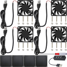 JYUDAUFU 4 Pcs 60mm 10mm 6010 USB Brushless Cooling Fan DC 5V 3300RPM with Dust Filter Net, 4-Port USB Hub Splitter, Mini Screwdriver, for DIY/Test