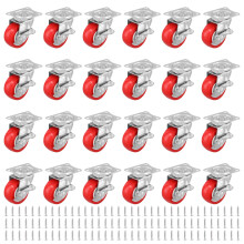 MUKSUET 24 PCS 1.5 Inch/40mm Heavy Duty Caster Wheels, Swivel Caster with Brake Wheel, Furniture Trolleys Swivel Locking Casters with PP Wheels, Plat