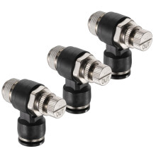 sourcing map 3pcs Air Flow Control Valve 10mm Tube OD x 3/8" PT Thread Push to Connect Fitting Air Line Fitting Elbow 90 Degree Speed Control Valve A