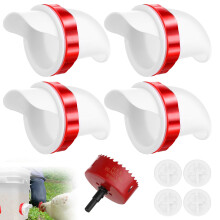 Chicken Feeders No Waste Automatic Chicken Feeder DIY Automatic Poultry Feeder with Hole Saw Gravity Feed Kit Ports for Buckets Barrels Bins Troughs