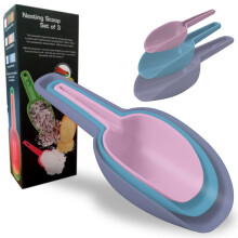 Food Scoops Set 3, Plastic Food Scoop for Kitchen, Ice Scoops Multifunction Food-Grade Pet Dog Food Scooper (3 in Pink)