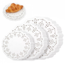 Tweruna 150 PCS Lace Paper Doilies, Disposable Round Paper Placemats, 3 Sizes White Lace Doilies for Tables Dessert Trays Wedding Birthday Party Cake