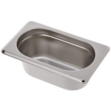 Vogue 12920 Stainless Steel 1/9 Gastronorm Pan 0.6Ltr/65mm Deep Food Container, Silver