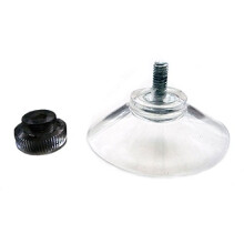 Pack of 16 x 40mm (just over 1 1/2") Suction Cup with M4 Screw (7mm-8mm) with Black Ridged Nut Standard Thumb Screw Suckers, Plain, Clear Plastic/PVC