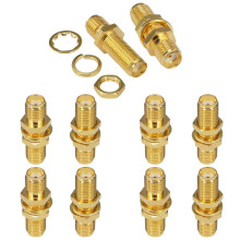 Boobrie SMA Female Bulkhead Panel Chassis Mount Connector to Female Barrel Adapter Antenna Jack for Wireless LAN Device Coax Cable, Pack of 10