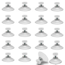 FOGAWA 20Pcs Suction Cups Window Suckers Glass Suction Pads 40mm M5 Threads Clear Plastic Sucker Pads Without Hooks for Decor Camping Car Caravan Kit