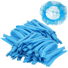 MUKCHAP 400 Pack Blue Mob Caps, Non Woven Hair Net Mop Caps, Hair Head Cover Net with Double Elastic for Catering, Food Industry, Beauty, Kitchen