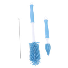 Baby Bottle Cleaning Brush, Rotating Silicone Bristles with Suction Cup Storage and Ergonomic Handle