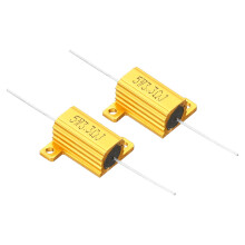 PATIKIL 5W 3.3 Ohm Aluminum Shell Resistor, 2 Pack Aluminum Housing Resistor Housed Case Wirewound Resistors Screw Tap Power Resistor, Golden