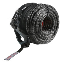 VEVOR Synthetic Winch Rope, 3/8 Inch x 100 Feet, 26,500 lbs with Protective Sleeve + Forged Winch Hook + Pull Strap, Universal Fit for SUV, Large Off