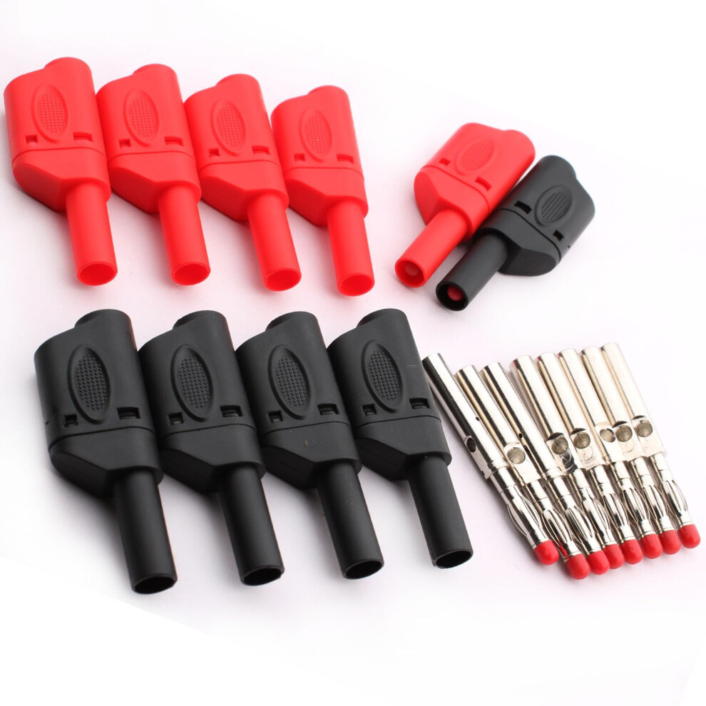 Runcci-Yun 10Pcs Insulated 4Mm Banana Plug Multimeter Test Leads With Banana Jack Adapters For Diy Solder Stackable Connectors 38796081