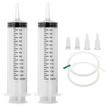 150ml Large Capacity Syringe with Tube Catheter - 2Pcs Reusable Plastic Syringe Set for Pet Feeding, Liquid Measuring No Needle Feeding Syringes, Ind