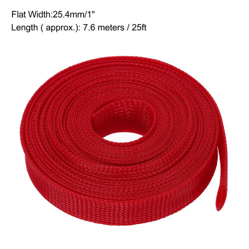 sourcing map Expandable Sleeving, 1 9/16-inch 25ft Cable Sleeve, Red 2