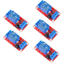 RUNCCI-YUN 5pcs Relay Module DC 24V 1 Channel Relay Board with Optocoupler Isolation Support High or Low Level Trigger for Arduino