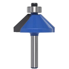 Akylin Chamfer Router Bit 1/4 Inch Shank, 1-3/8" Cut Dia, 45-Degree Groove, Carbide Edge Forming Bevel Router Bit, Chamfer Bit Miter Angle Milling Cu