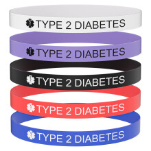 Aospkle 5PCS Medical Alert Bracelet for Men Women, Medical Alert ID Silicone Wristband for Type 2 Diabetic