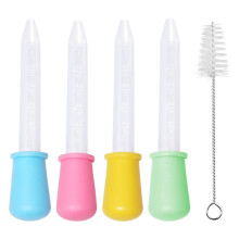 LianSinGo 4 Pack 5ml Liquid Droppers, Silicone Pipettes Dropper, Graduated Liquid Transfer Dispenser Pipettes, Clear Plastic Pipette with Cleaning Br