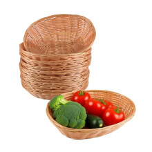 12 Pack Plastic Oval Baskets,22 x 17 x 6 cm Food & Fruit Storage Basket,Reusable Bread Basket Bin Hotdogs Burgers Sweets Fruit Picnic Barbecue Party