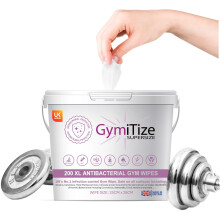 GymiTize, XL Gym Wipes, Alcohol Free, Antibacterial, Antiviral, Surface Cleaner, Made in the UK.