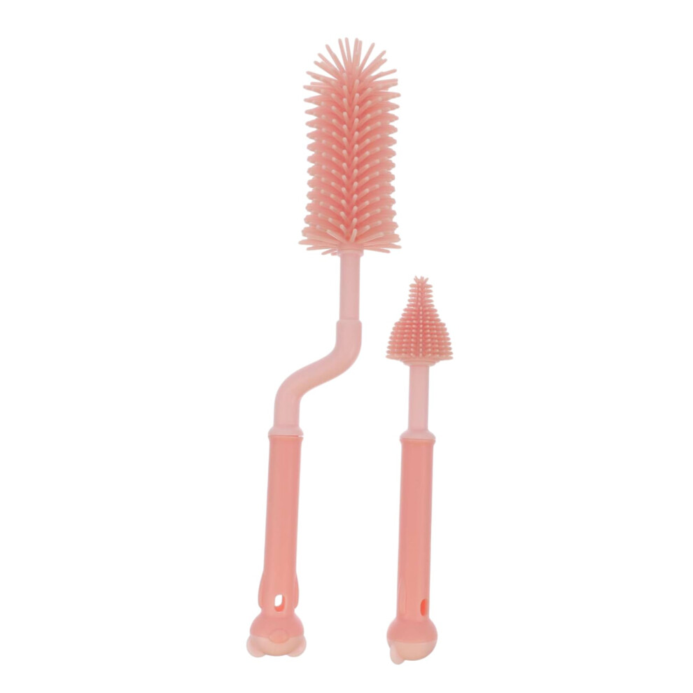 Silicone Baby Bottle Brush Set 360 Rotating Gentle Bristles Easy Grip for Infant Feeding Bottles