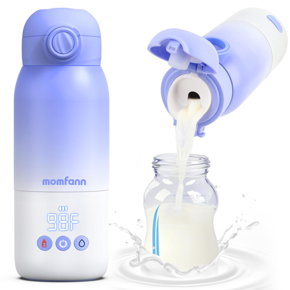 Portable Bottle Warmer Violet 12oz, Fast Heating Travel Baby Bottle Warmer with Cordless Battery Power and Precise Temperature Control