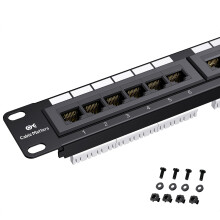 Cable Matters UL Listed Rackmount or Wall Mount 1U 24 Port Network Patch Panel, 48cm Cat6 Patch Panel for Gigabit Network Switch, 110 or Krone Impact