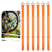 6 Piece Heavy Duty Rubber Straps, Adjustable Tie Down Straps 50cm with Buckle, Orange Tie Down Straps with Aluminum Buckle for Securing Ski fixing Bu