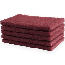Lotsdonxia 5 Pcs Red Nylon Scouring Pads – Durable Abrasive Cleaning Scourer for Kitchen, Car & Industrial Use