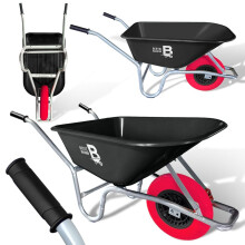 Equimed Bertie 110L Heavy Duty Garden & Builders Wheelbarrow | Puncture-Proof Solid Tyre | Black | Durable Polypropylene Tub |Garden, Soil, Gravel, M