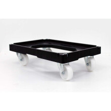 Heavy Duty Linking Dolly Transport Trolley for 600 x 400 Euro Plastic Stacking Containers - 300kg Load Capacity 4 Swivel Castors Office & Home Move