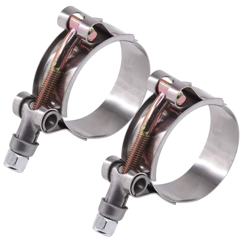 Glarks 2Pcs 41-46Mm Stainless Steel T-Bolt Hose Clamps Turbo Intake Soft Hose Intercooler Clamps 91419330