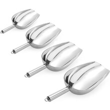 Jucoan 4 Pack Food Ice Scoop, 8oz, 12oz, 16oz, 24oz Stainless Steel Scoop, Heavy Duty Utility Scoop for Multi-Purpose Use, Candy Popcorn Flour Metal