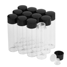Cadbibe 20ml Clear Glass Vials with Screw Caps and Plastic Stoppers, Small Liquid Sample Vial, Leak-Proof Vial, 12PCS