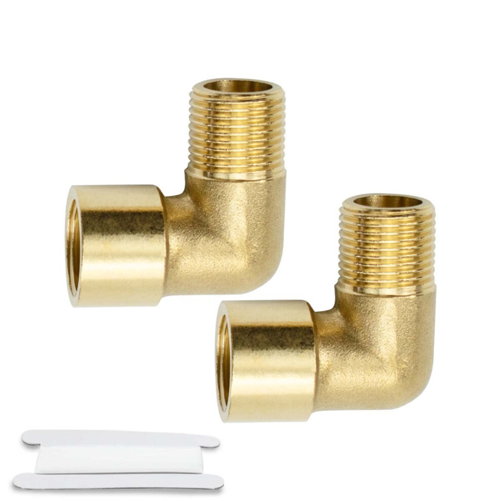 Bwintech 2 Pcs 90 Degree 1/2" Female To 1/2" Male Bsp Thread Brass Elbow Connector Pipe Fitting For Pipe Connecting Conversion 53145536