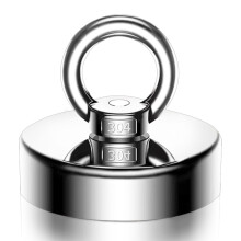 Round Fishing Magnets, 0-19kg Pulling Forces Strong Permanent Rare Earth Magnets, Powerful Round Neodymium Magnetic Hooks with Eyebolt for Kitchen Be