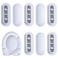 Rubber Toilet Seat Buffers, 8 Pcs White Push-in Bumpers for D Shape and Most Toilet Seat Models
