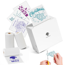 Phomemo M02 Mini Thermal Printer with 3 Rolls Refill,Wireless Bluetooth Inkless Pocket Printer,Sticker Printer for iphone And Android,Portable Sticke